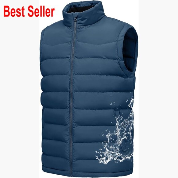 Men's Winter Puffer Vest Insulated Quilted Water-Resistant Windproof Sleeveless